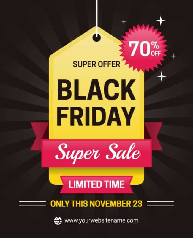 Bold Yellow Black Friday Super Sale Offer Poster Template