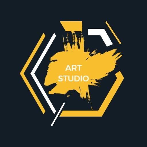 Bold Yellow Brushstroke Design for Watercolor Art Logo Template
