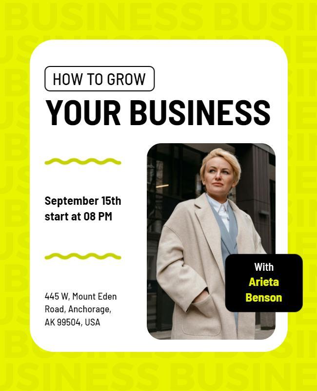 Bold Yellow Business Growth Workshop Poster Template