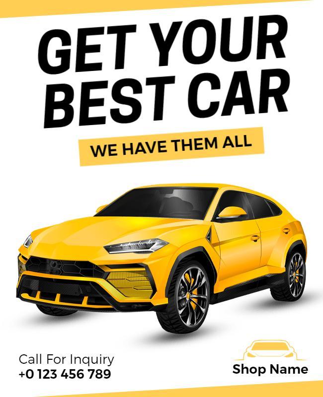 Bold Yellow Car Promotion for Best Auto Deals Poster Template