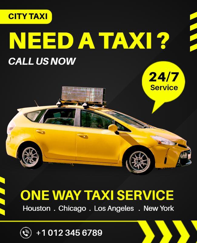 Bold Yellow City Taxi Service Advertisement Poster Template