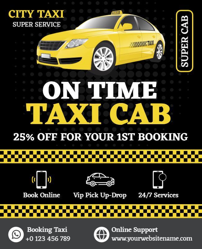 Bold Yellow City Taxi Service Promotion Poster Template