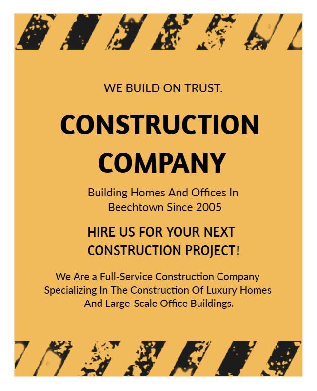 Bold Yellow Construction Company Services Flyer Template