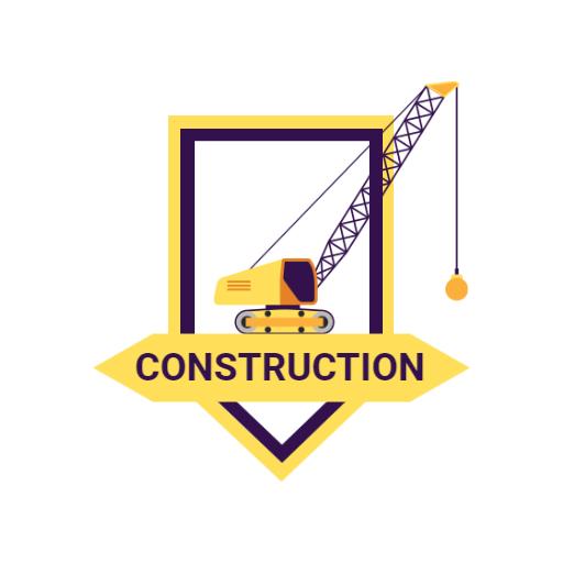 Bold Yellow Construction Crane Highlighting Building Projects Logo Template