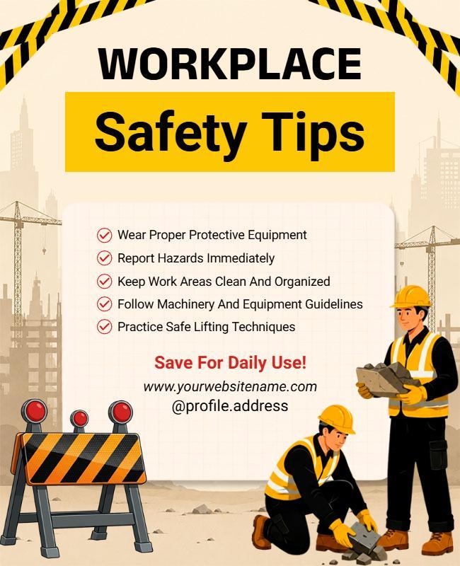 Bold Yellow Construction Safety Guidelines Poster Template