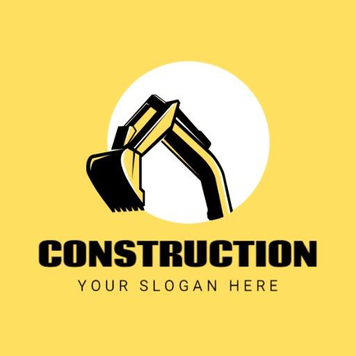 Bold Yellow Construction Tools within a Circle Logo Template