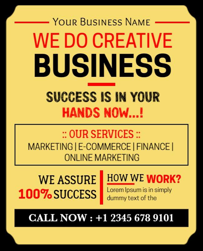 Bold Yellow Creative Business Success Marketing Poster Template