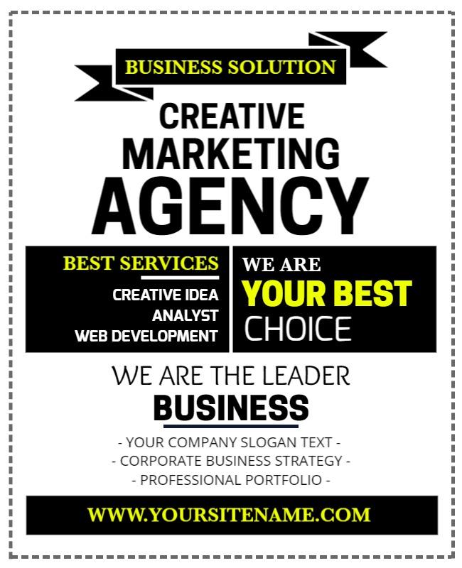Bold Yellow Creative Marketing Agency Business Solution Poster Template