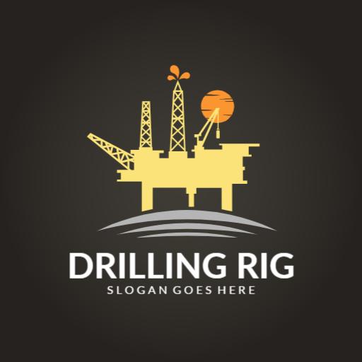 Bold Yellow Drilling Equipment with Modern Silhouettes Logo Template