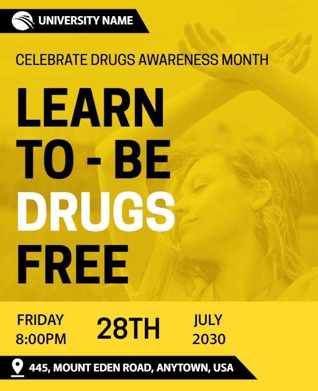Bold Yellow Drug Awareness and Education Event Poster Template