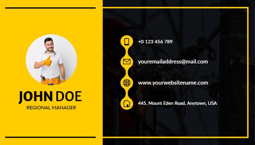 Bold Yellow Electrician Service Professional Business Card Template
