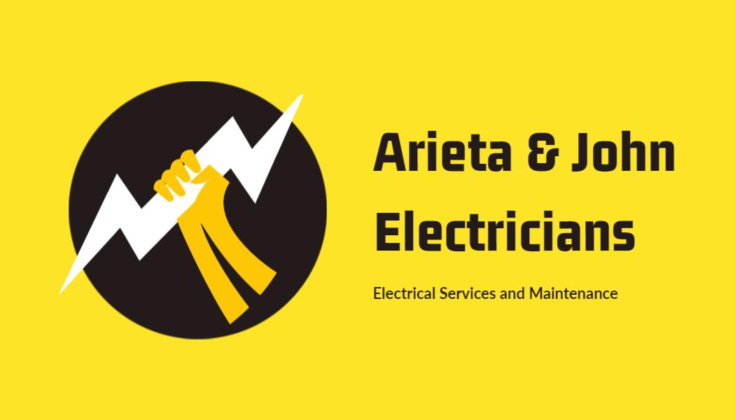 Bold Yellow Electrician Services Business Card Template