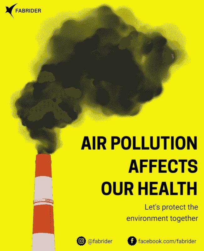 Bold Yellow Environmental Awareness Air Pollution Poster Template