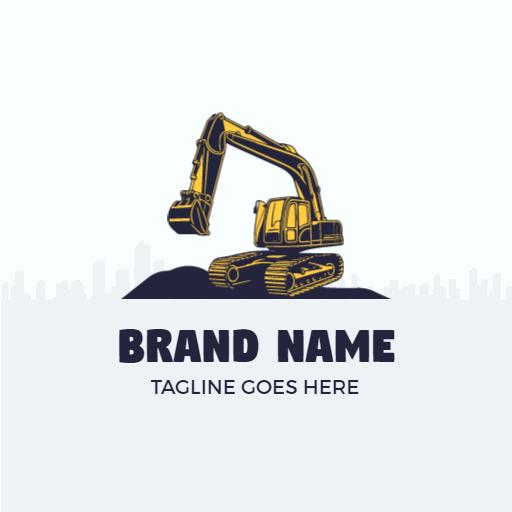 Bold Yellow Excavator Design Positioned for Construction Logo Template