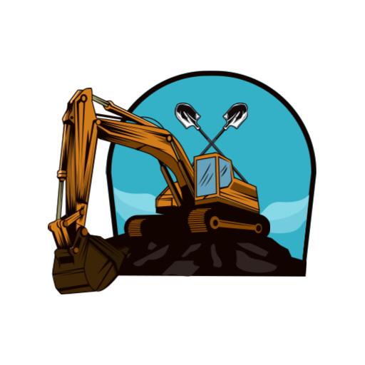 Bold Yellow Excavator Working in Mining Operations Logo Template