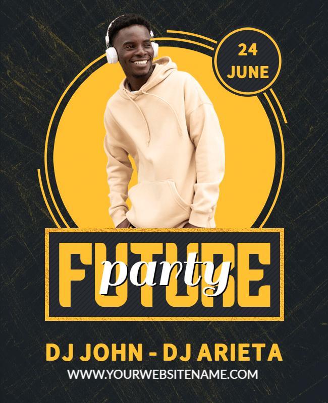 Bold Yellow Futuristic DJ Party Event Poster Template