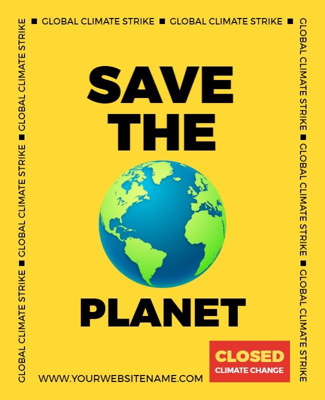 Bold Yellow Global Climate Strike Awareness Poster Template
