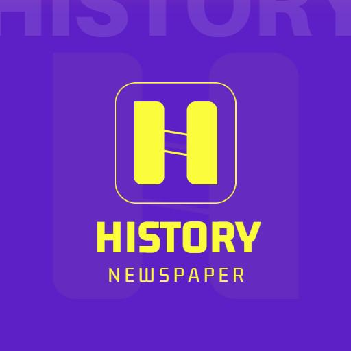 Bold Yellow H on Purple Background for History Newspaper Logo Template