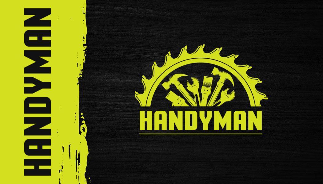 Bold Yellow Handyman Tools Gear Logo Business Card Template
