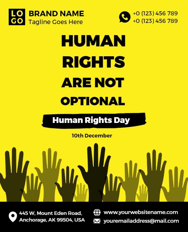 Bold Yellow Human Rights Awareness Day Poster Template