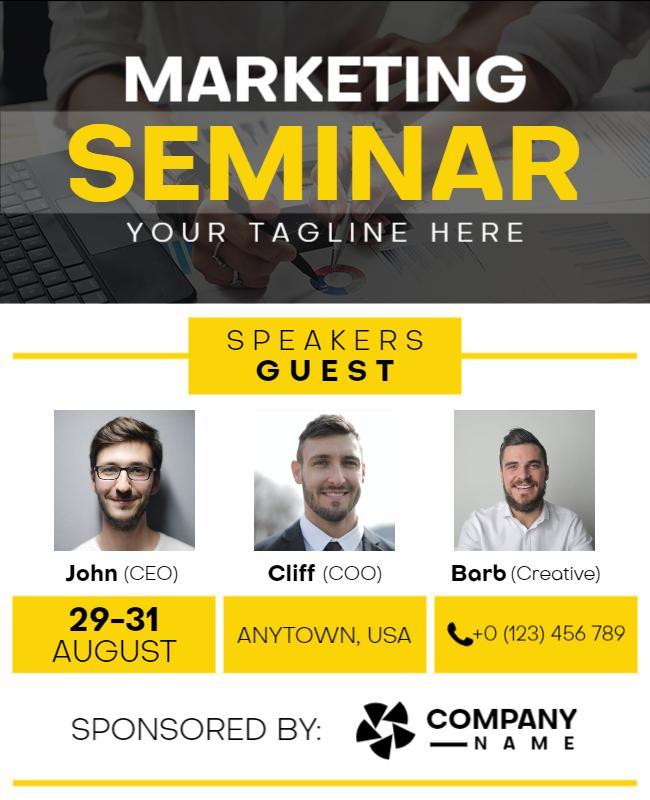 Bold Yellow Marketing Seminar Networking Event Poster Template