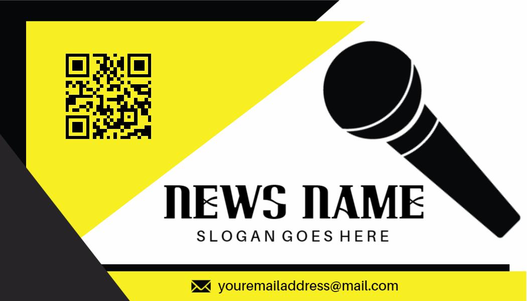 Bold Yellow Microphone News Themed Visiting Card Template