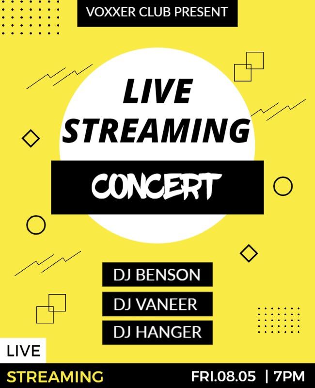 Bold Yellow Modern Live Streaming Concert Poster Template