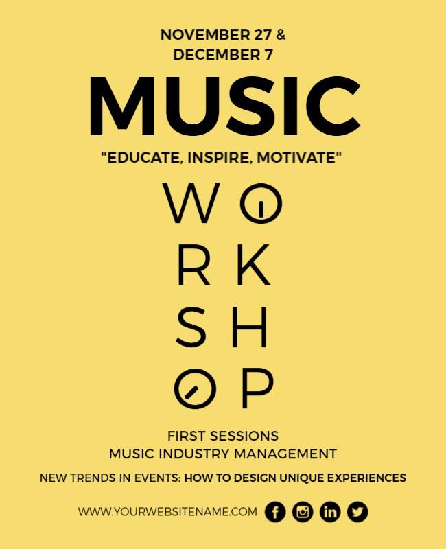 Bold Yellow Modern Music Workshop Event Poster Template