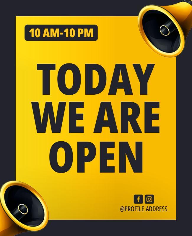 Bold Yellow Open Announcement Signage Poster Template