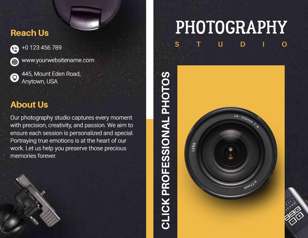 Bold Yellow Photography Studio Services Brochure Template