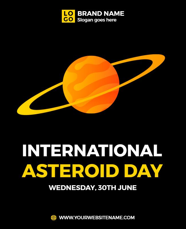 Bold Yellow Planetary Theme for International Asteroid Day Poster Template