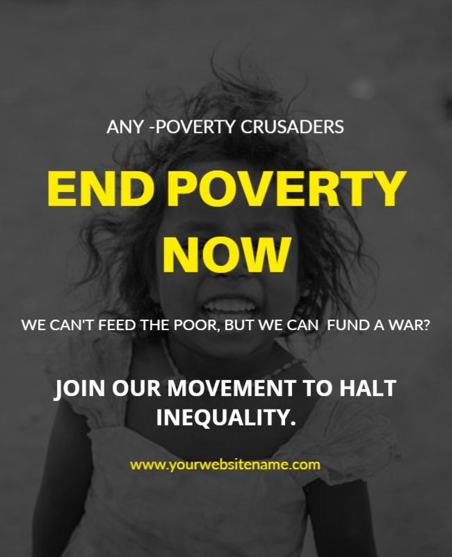 Bold Yellow Poverty Awareness Movement Poster Template