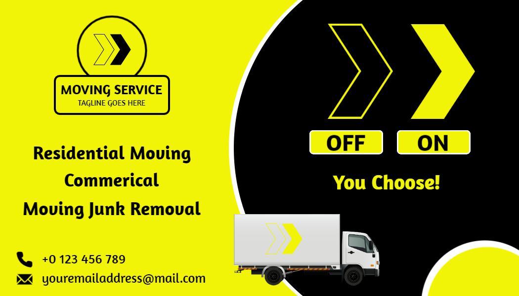 Bold Yellow Residential Moving Service Visiting Card Template