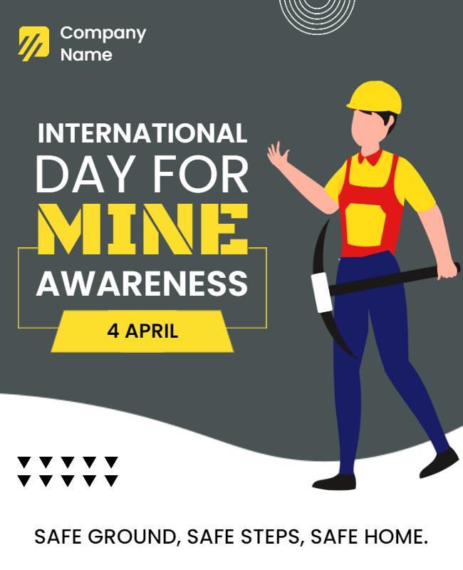 Bold Yellow Safety Awareness for Mine Safety Poster Template