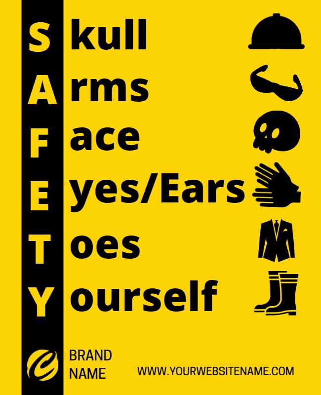 Bold Yellow Safety Awareness Workplace Guidelines Poster Template