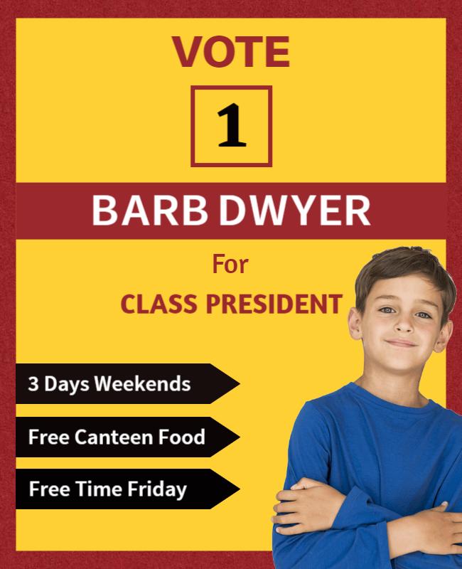 Bold Yellow School Election Campaign Poster Template