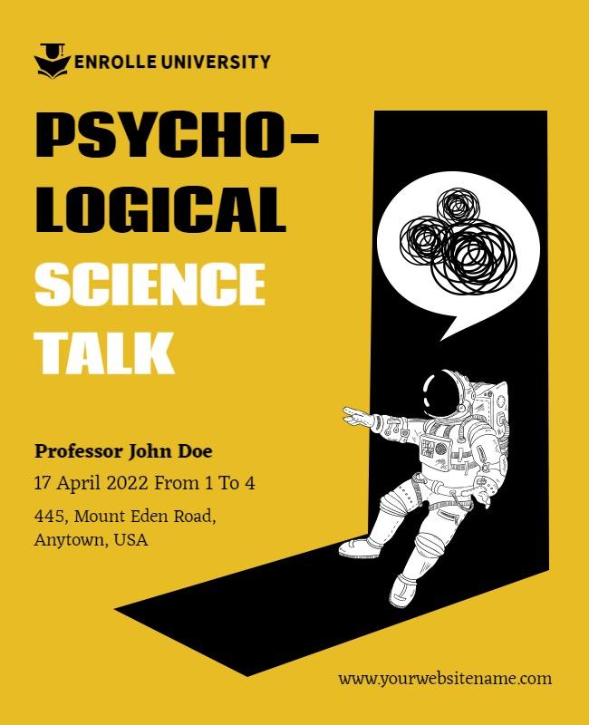 Bold Yellow Science Talk Poster Featuring Astronaut Design Template