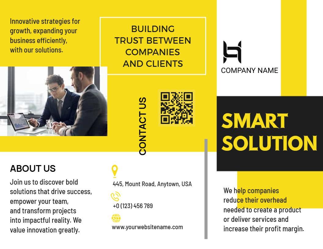 Bold Yellow Smart Solution Business Trust Brochure Template