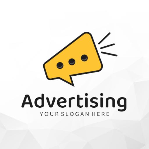 Bold Yellow Speech Bubble Representing Innovative Advertising Logo Template