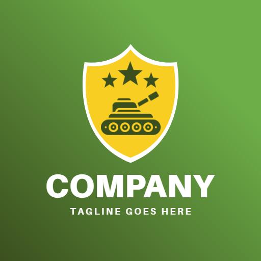 Bold Yellow Tank Design Inside Protective Badge Logo Template