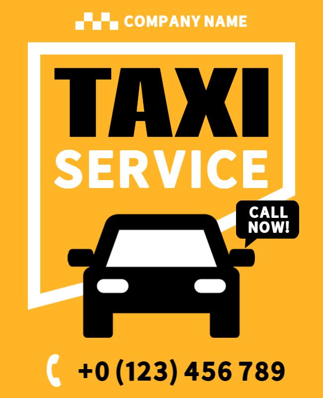 Bold Yellow Taxi Service Call Now Poster Template