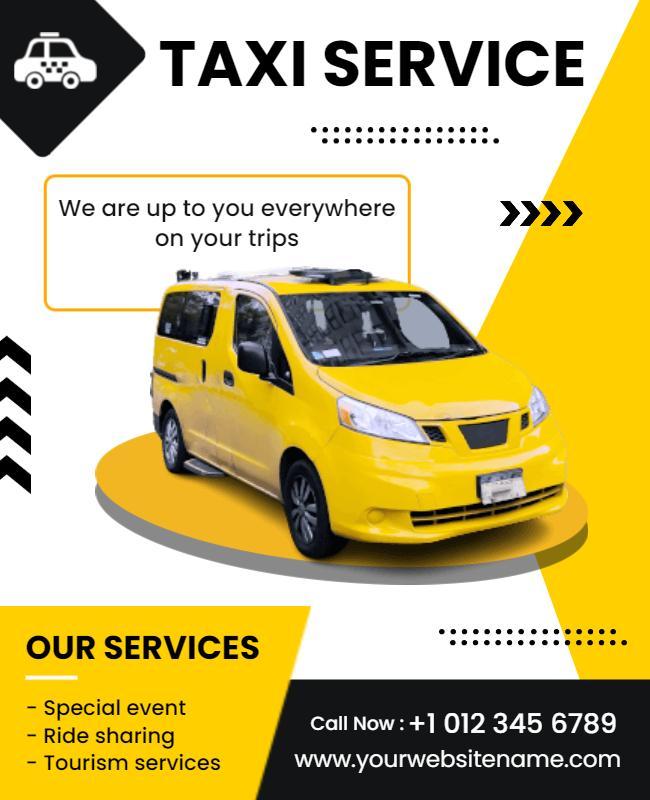 Bold Yellow Taxi Service Ride Sharing Poster Template