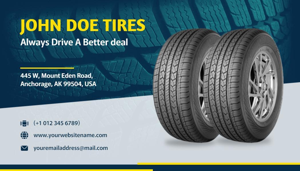 Bold Yellow Tire Shop Promotion Visiting Card Template