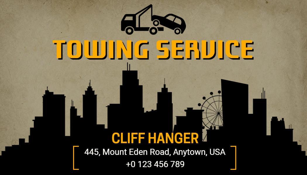 Bold Yellow Towing Service Professional Visiting Card Template