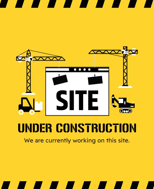 Bold Yellow Under Construction Signage Poster Template