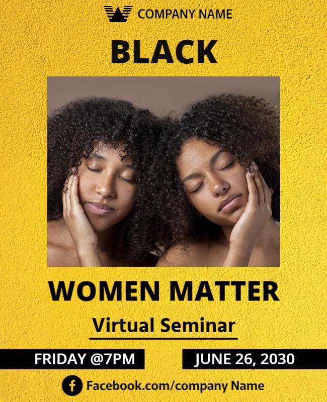 Bold Yellow Virtual Seminar on Women's Empowerment Poster Template