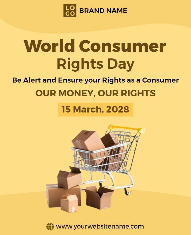 Bold Yellow World Consumer Rights Day Awareness Poster Template