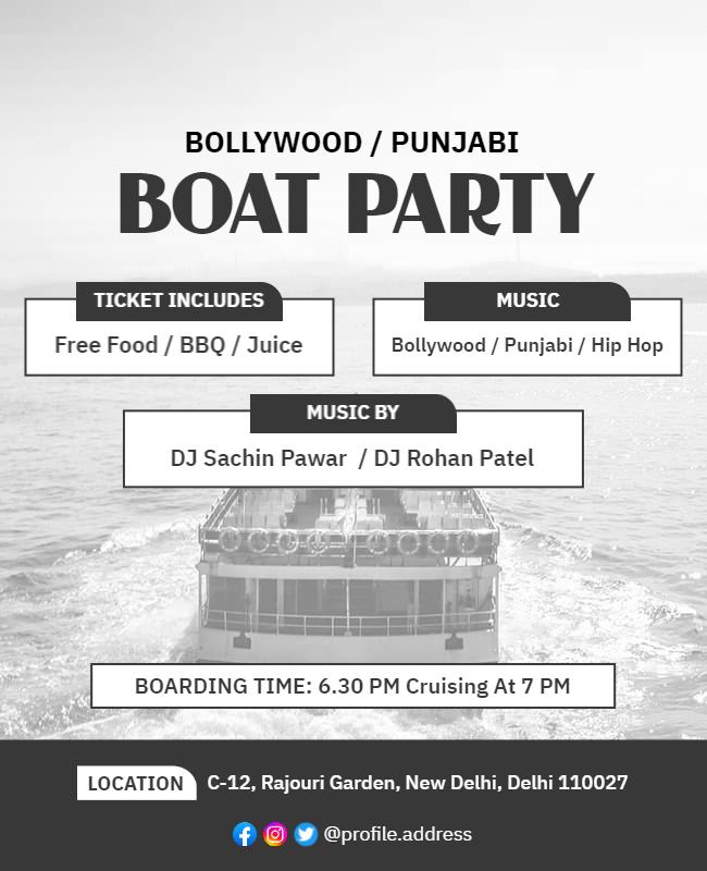 Bollywood Punjabi Boat Party Flyer Template