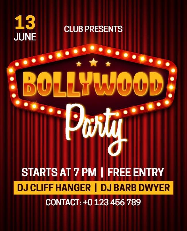 Bollywood Themed Club Party Flyer Template