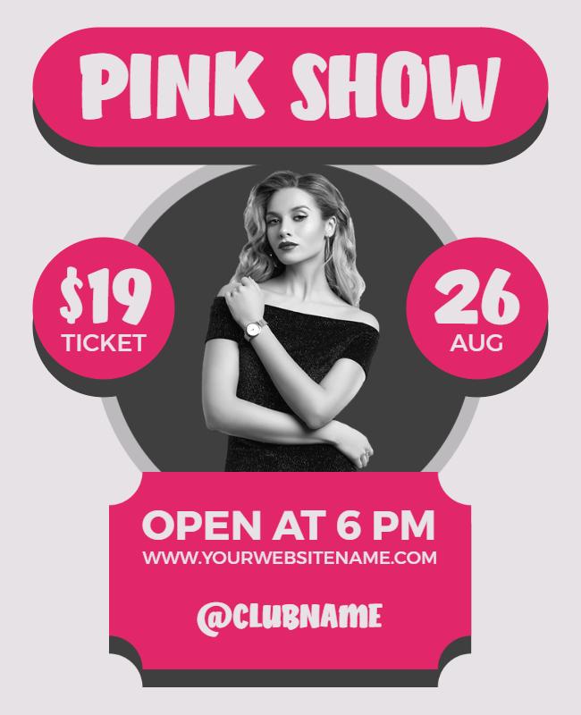 Bon Jour Pink Show Flyer Template